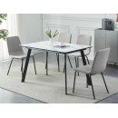 Стол обеденный SIGNAL BARI белый мрамор/черный мат 120-160/80